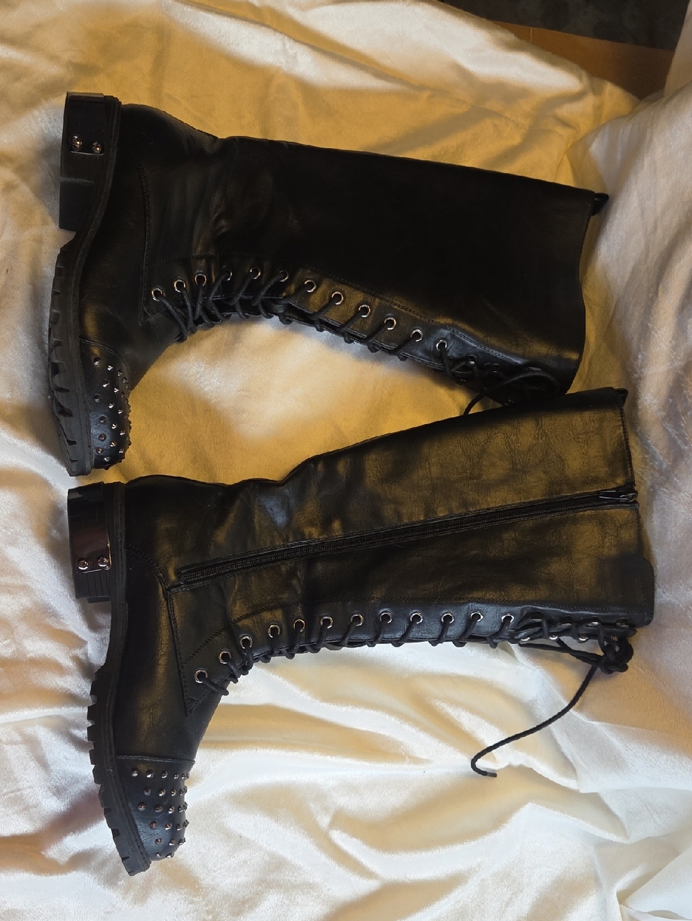 torrid Black Studded Lace-Up Knee Boots